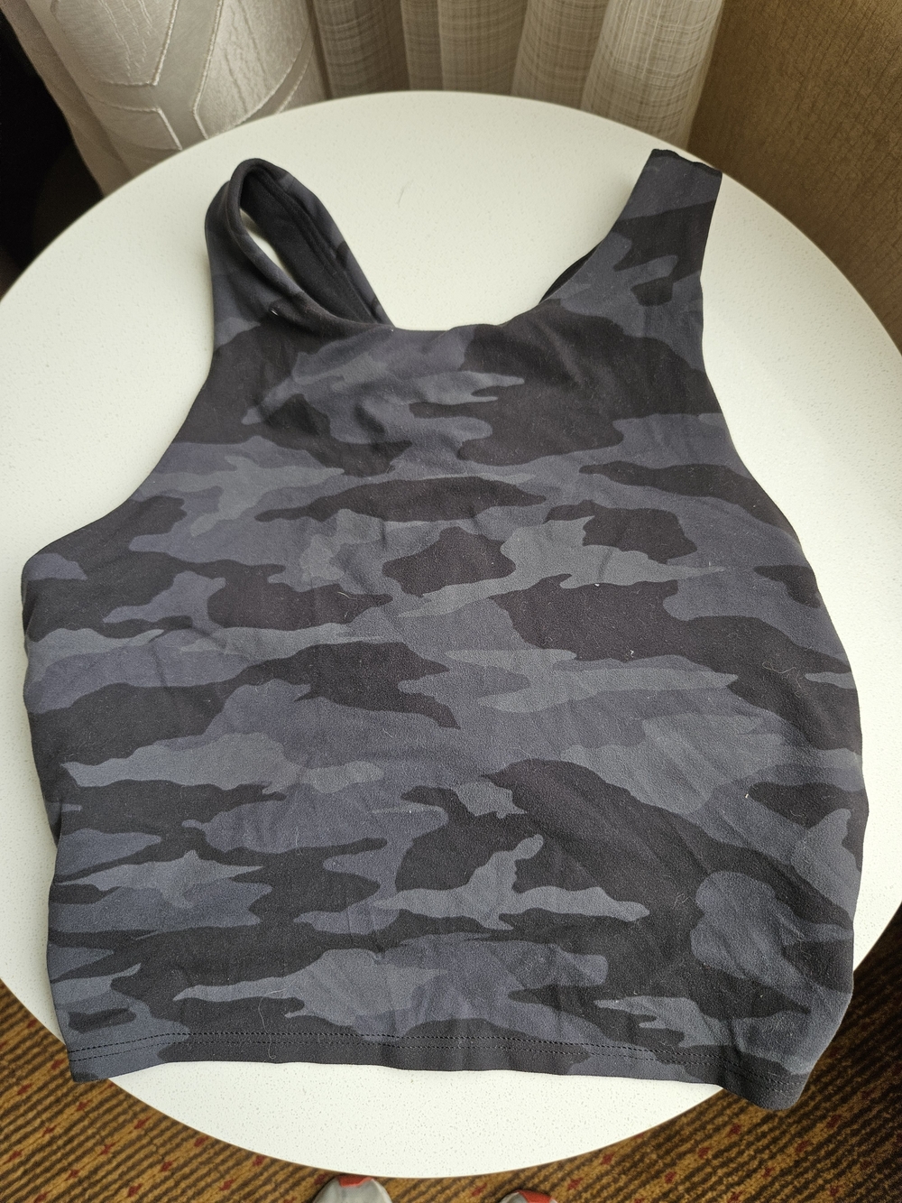 Athleta Black+Grey Camo Conscious Crop Bra A-C